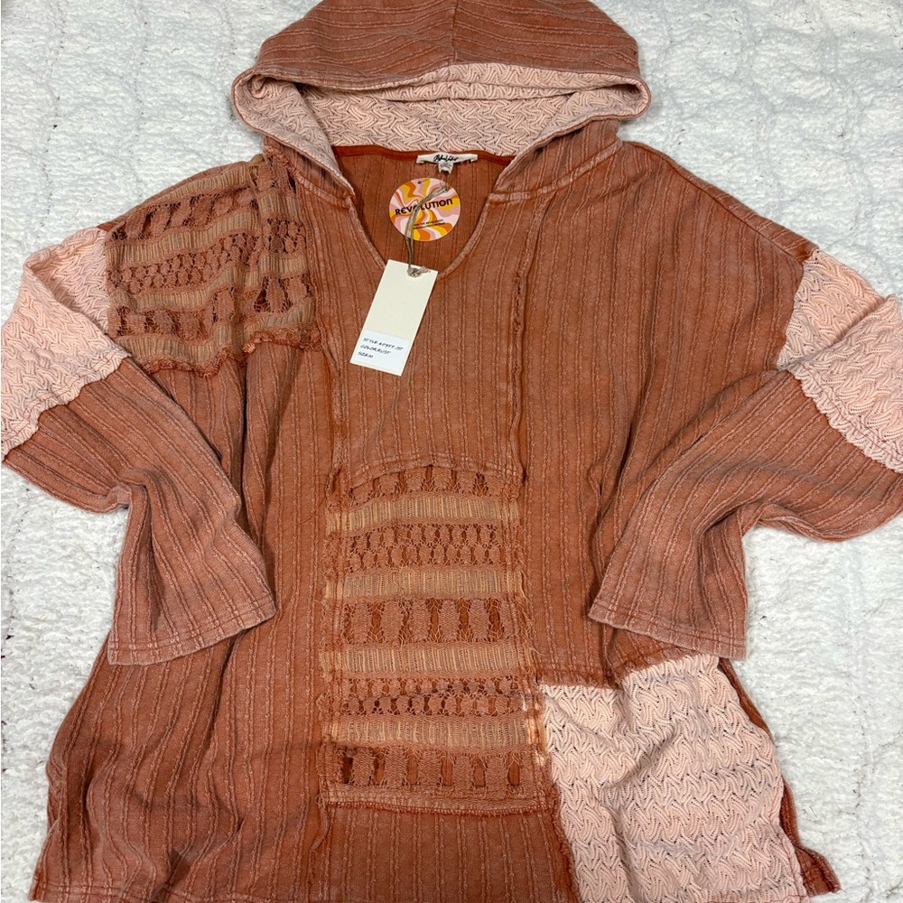 Boho Knit Top in Warm Peach
